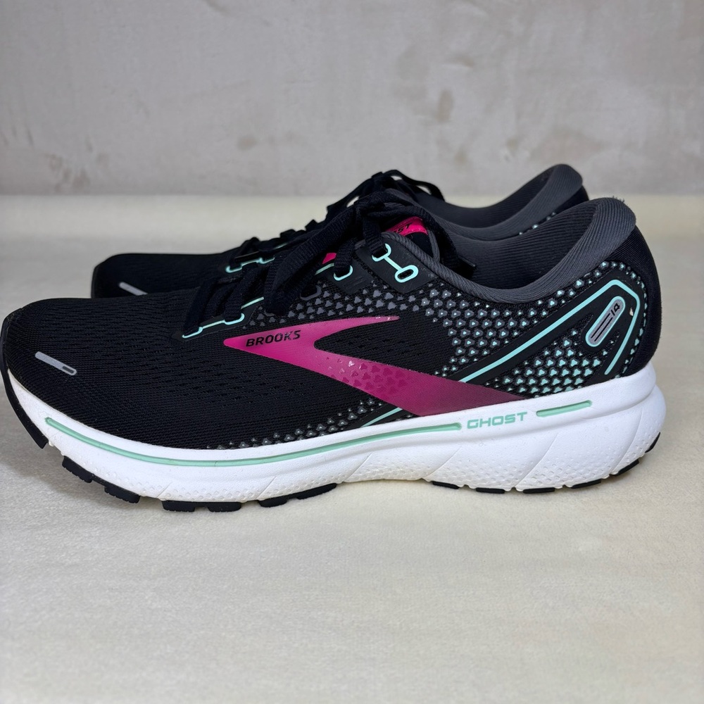 Brooks Ghost 14 Women's US 9.5 Black & Pink Athletic Sneaker Running Shoes - Picture 3 of 9
